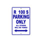 R 100 S Parking Only All Others Will Be Towed Aluminum Decor Garage Sign