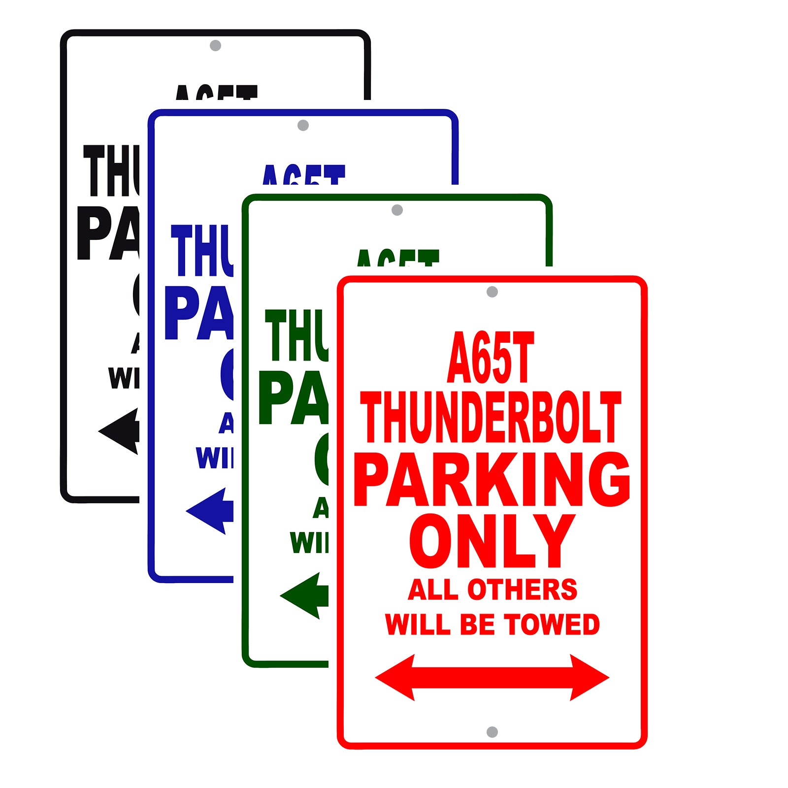BS A 65 T Thunder Bolt Parking Only All Others Will Be Towed Aluminum Decor Garage Sign
