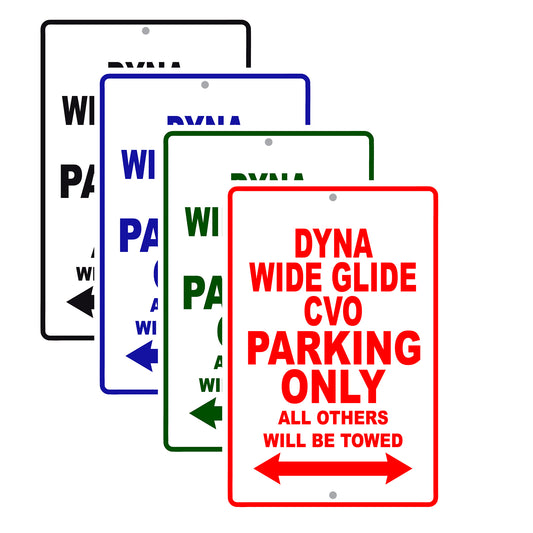 Harley Davidson Dyna Wide Glide CVO Parking Only All Others Will Be Towed Aluminum Decor Garage Sign