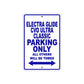 Harley Davidson Electra Glide CVO Ultra Classic Parking Only All Others Will Be Towed Aluminum Decor Garage Sign