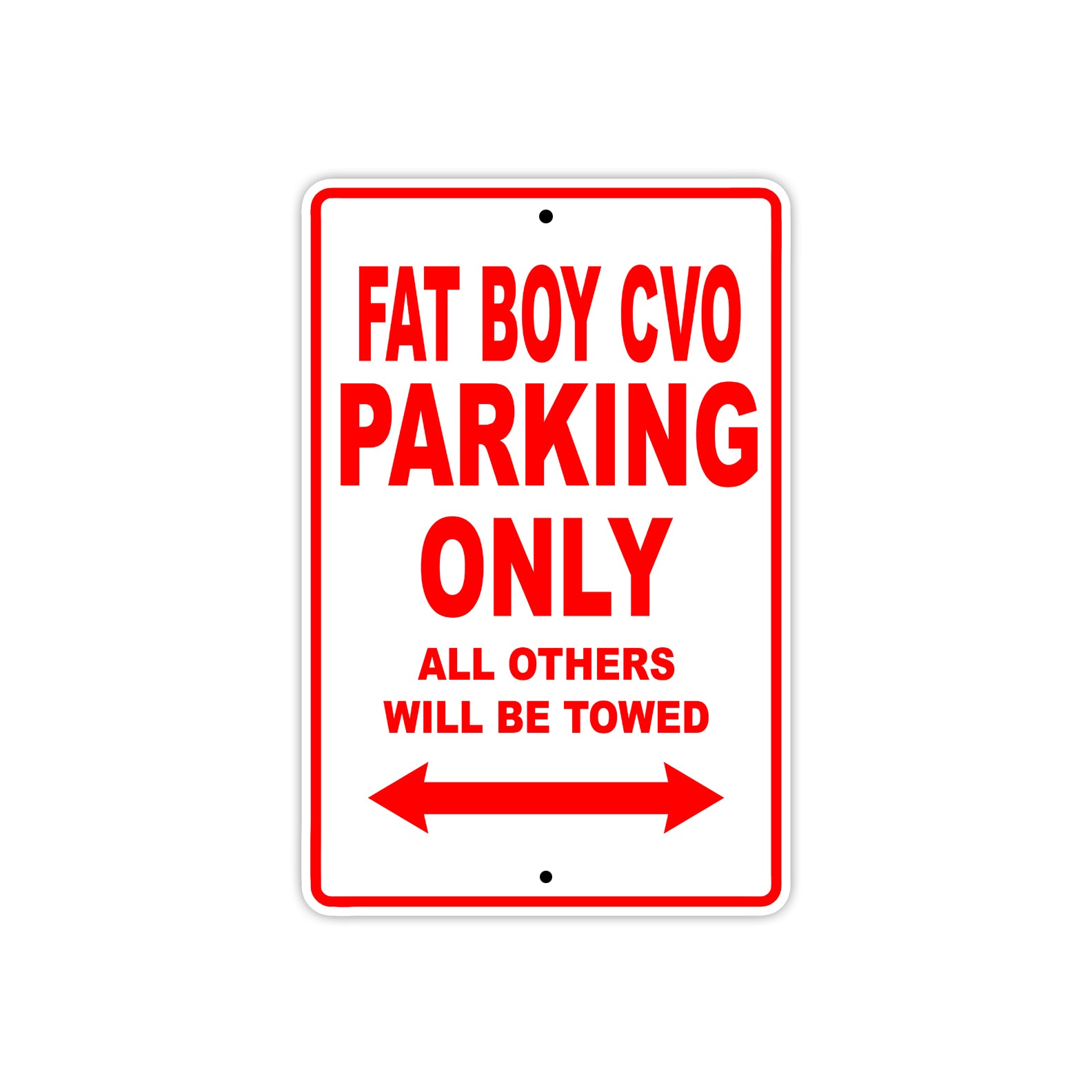 Harley Davidson Fat Boy CVO Parking Only All Others Will Be Towed Aluminum Decor Garage Sign