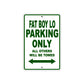 Harley Davidson Fat Boy LO Parking Only All Others Will Be Towed Aluminum Decor Garage Sign