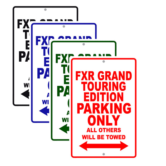 Harley Davidson FXR Grand Touring Edition Parking Only All Others Will Be Towed Aluminum Decor Garage Sign
