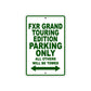 Harley Davidson FXR Grand Touring Edition Parking Only All Others Will Be Towed Aluminum Decor Garage Sign