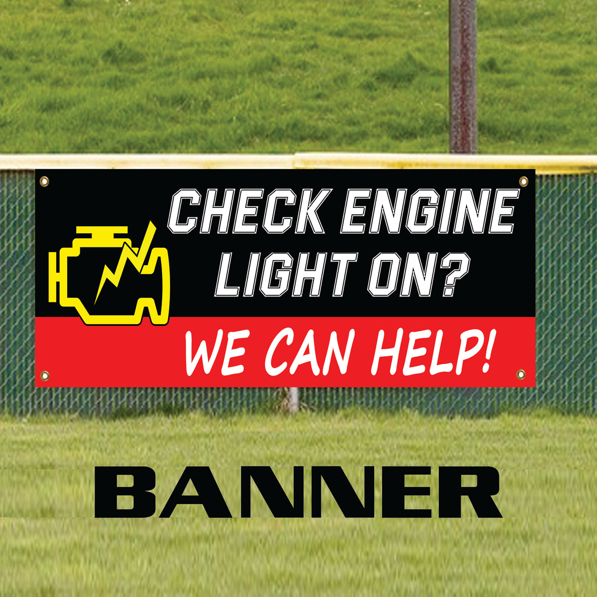 Check Engine Light On? We Can Help! Garage Mechanic Vinyl | Banner Sign ...