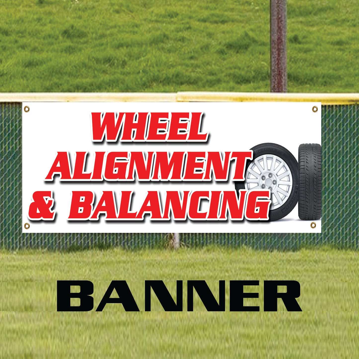 Wheel Alignment & Balancing Here Marketing Vinyl Banner Sign