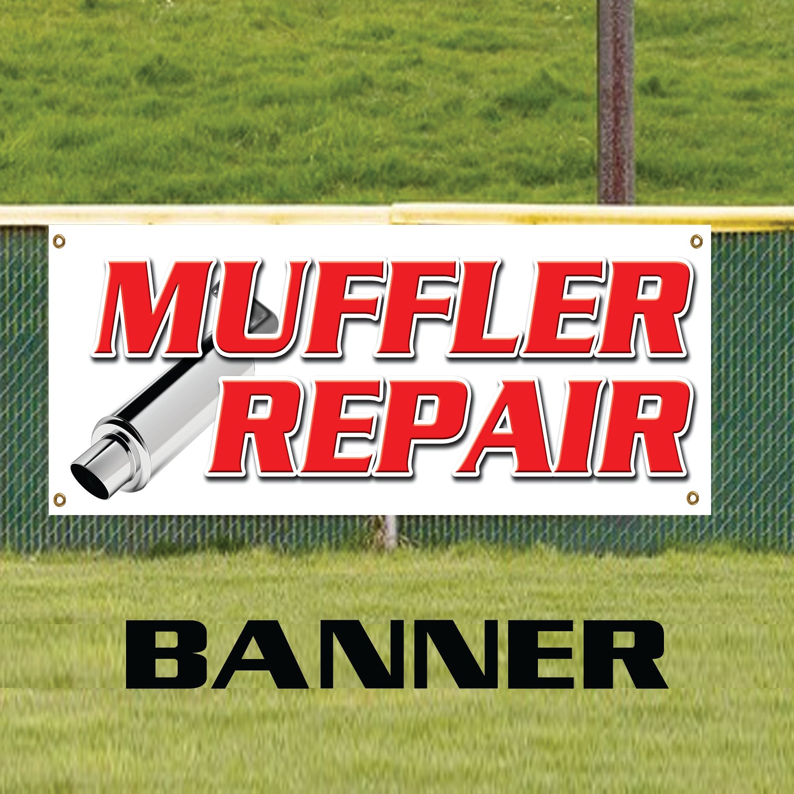 Muffler Silencer Repair & Service Here Marketing Vinyl Banner Sign