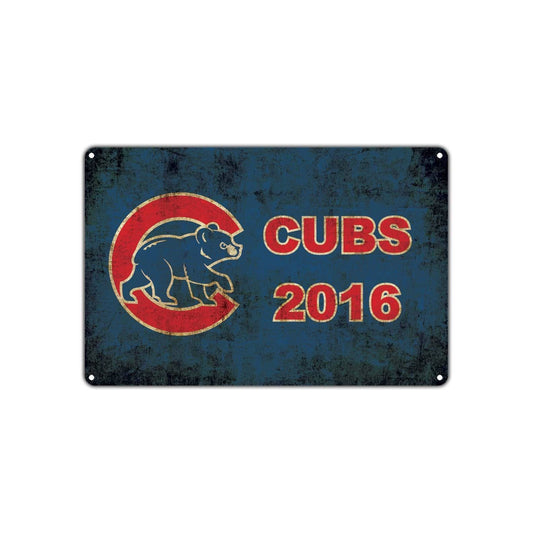 Chicago Cubs 2016 Baseball Sports Fan Vintage Retro Wall Decor Shop Man Cave Bar Garage Aluminum