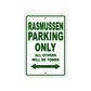 Rasmussen Parking Only All Others Will Be Towed Sea Ocean Beach Lake Boat Aluminum Metal Sign Plate