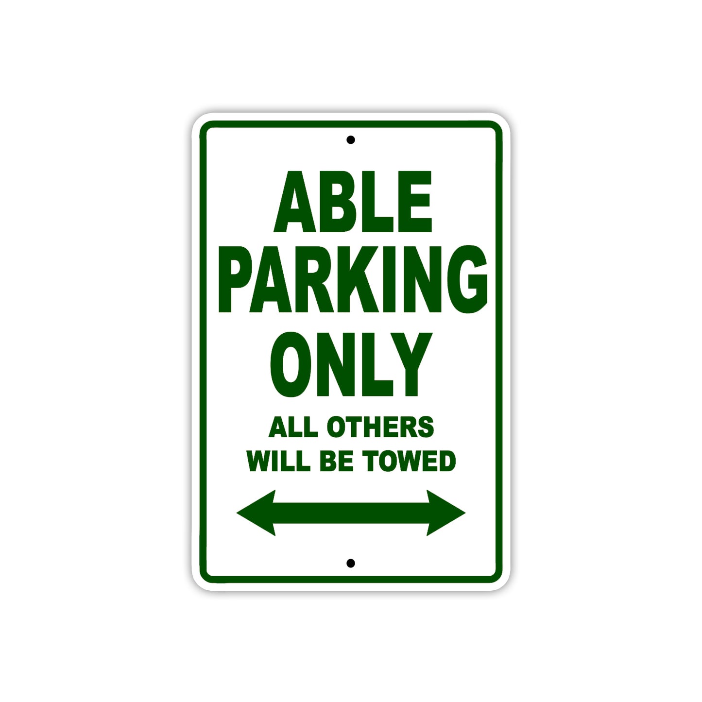 Able Parking Only All Others Will Be Towed Sea Ocean Beach Lake Boat Aluminum Metal Sign Plate