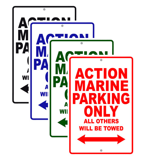 Action Marine Parking Only All Others Will Be Towed Sea Ocean Beach Lake Boat Aluminum Metal Sign Plate