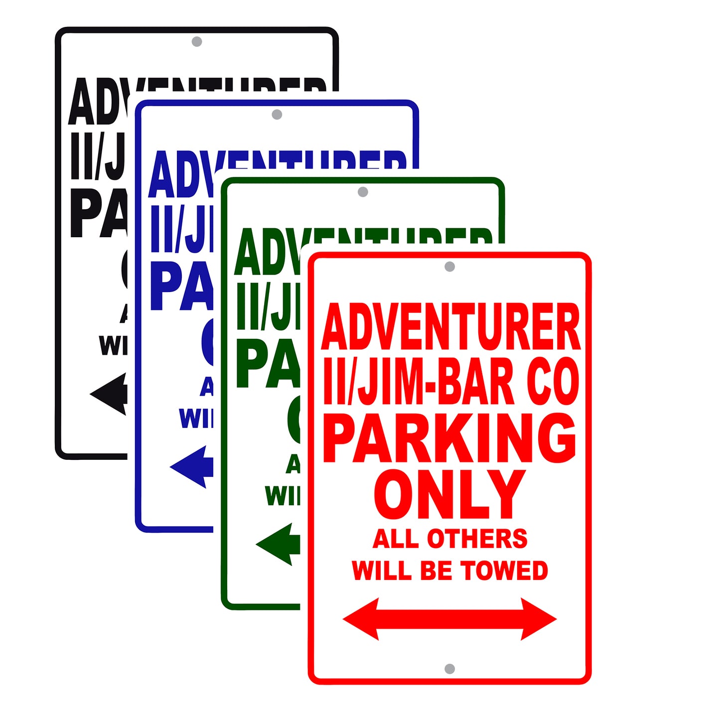 Adventurer II/JIM-Bar Co Parking Only All Others Will Be Towed Sea Ocean Beach Lake Boat Aluminum Metal Sign Plate