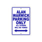 Alan Warwick Parking Only All Others Will Be Towed Sea Ocean Beach Lake Boat Aluminum Metal Sign Plate