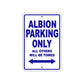 Albion Parking Only All Others Will Be Towed Sea Ocean Beach Lake Boat Aluminum Metal Sign Plate