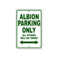 Albion Parking Only All Others Will Be Towed Sea Ocean Beach Lake Boat Aluminum Metal Sign Plate