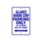 Alliance Marine Corp Parking Only All Others Will Be Towed Sea Ocean Beach Lake Boat Aluminum Metal Sign Plate