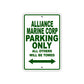 Alliance Marine Corp Parking Only All Others Will Be Towed Sea Ocean Beach Lake Boat Aluminum Metal Sign Plate