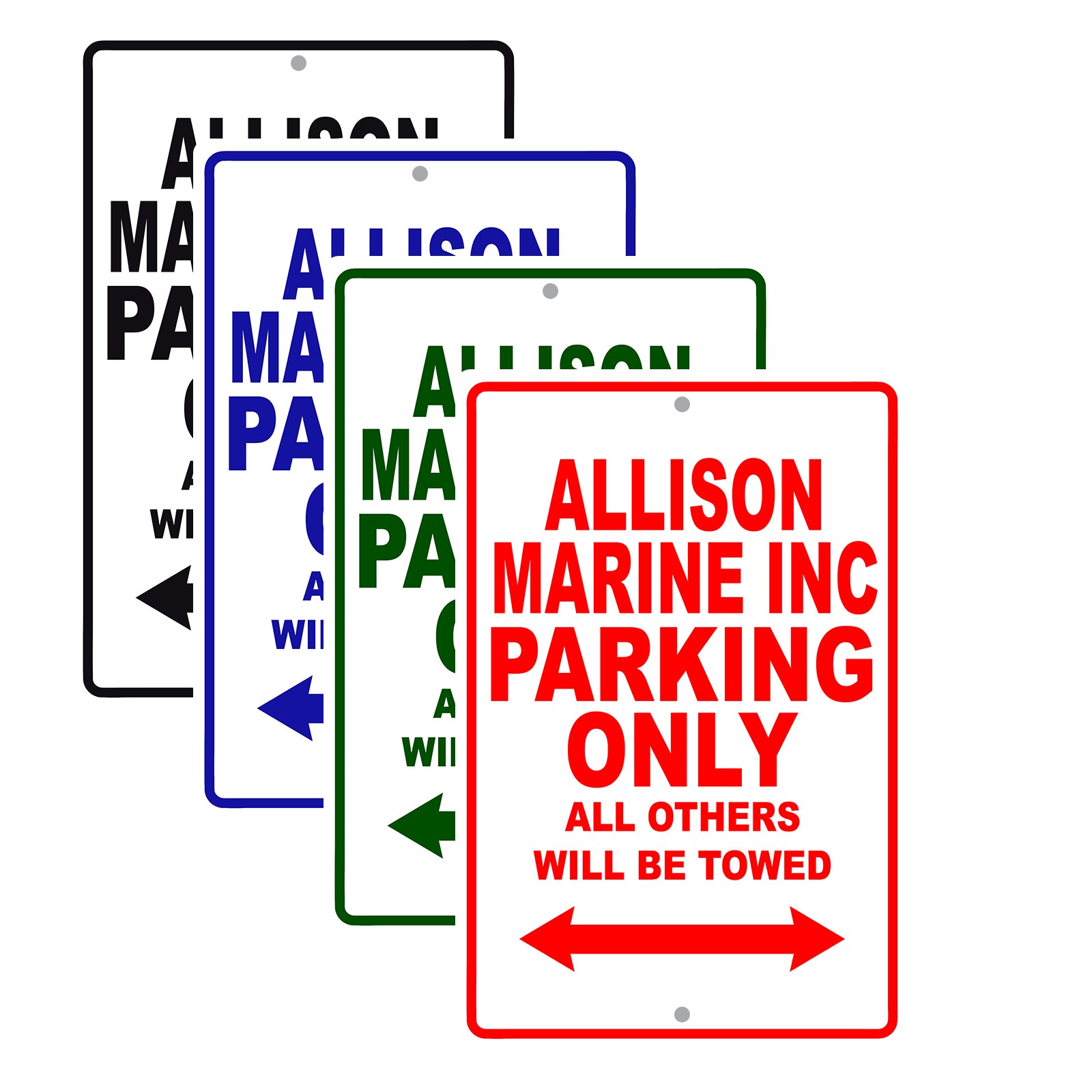 Allison Marine Inc Parking Only All Others Will Be Towed Sea Ocean Beach Lake Boat Aluminum Metal Sign Plate