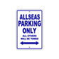 Allseas Parking Only All Others Will Be Towed Sea Ocean Beach Lake Boat Aluminum Metal Sign Plate