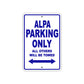 Alpa Parking Only All Others Will Be Towed Sea Ocean Beach Lake Boat Aluminum Metal Sign Plate