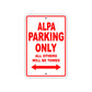 Alpa Parking Only All Others Will Be Towed Sea Ocean Beach Lake Boat Aluminum Metal Sign Plate