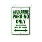 Alumarine Parking Only All Others Will Be Towed Sea Ocean Beach Lake Boat Aluminum Metal Sign Plate