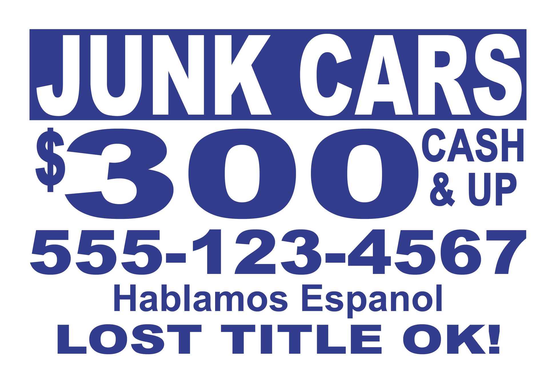 Junk Cars Customized Yard Sign
