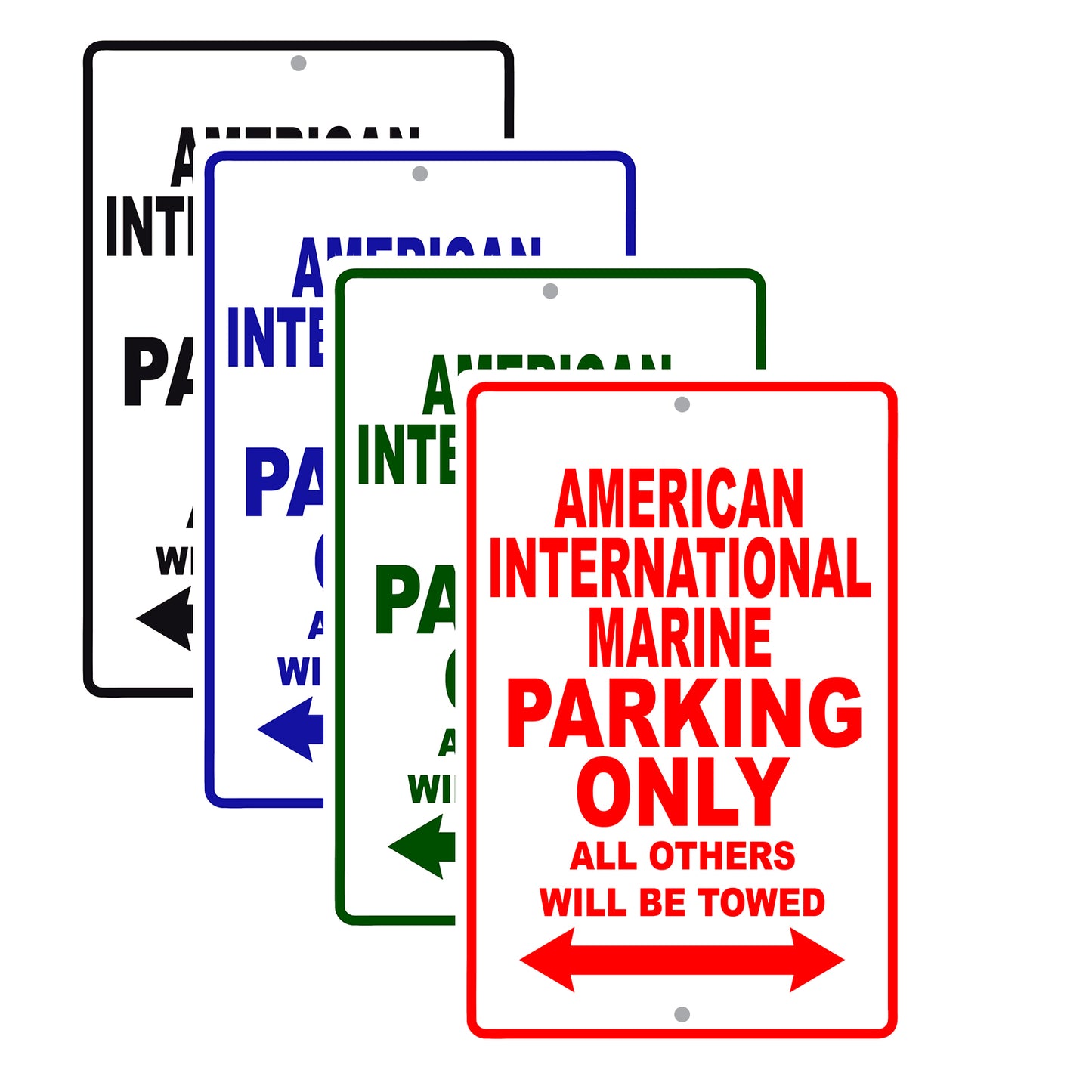 American International Marine Parking Only All Others Will Be Towed Sea Ocean Beach Lake Boat Aluminum Metal Sign Plate