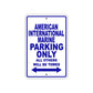 American International Marine Parking Only All Others Will Be Towed Sea Ocean Beach Lake Boat Aluminum Metal Sign Plate
