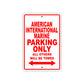 American International Marine Parking Only All Others Will Be Towed Sea Ocean Beach Lake Boat Aluminum Metal Sign Plate