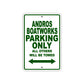 Andros Boatworks Parking Only All Others Will Be Towed Sea Ocean Beach Lake Boat Aluminum Metal Sign Plate