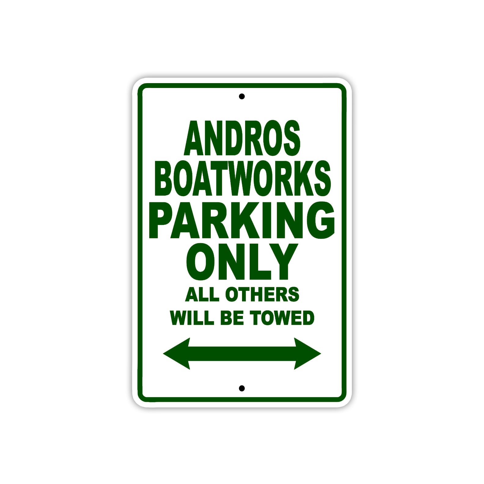 Andros Boatworks Parking Only All Others Will Be Towed Sea Ocean Beach Lake Boat Aluminum Metal Sign Plate