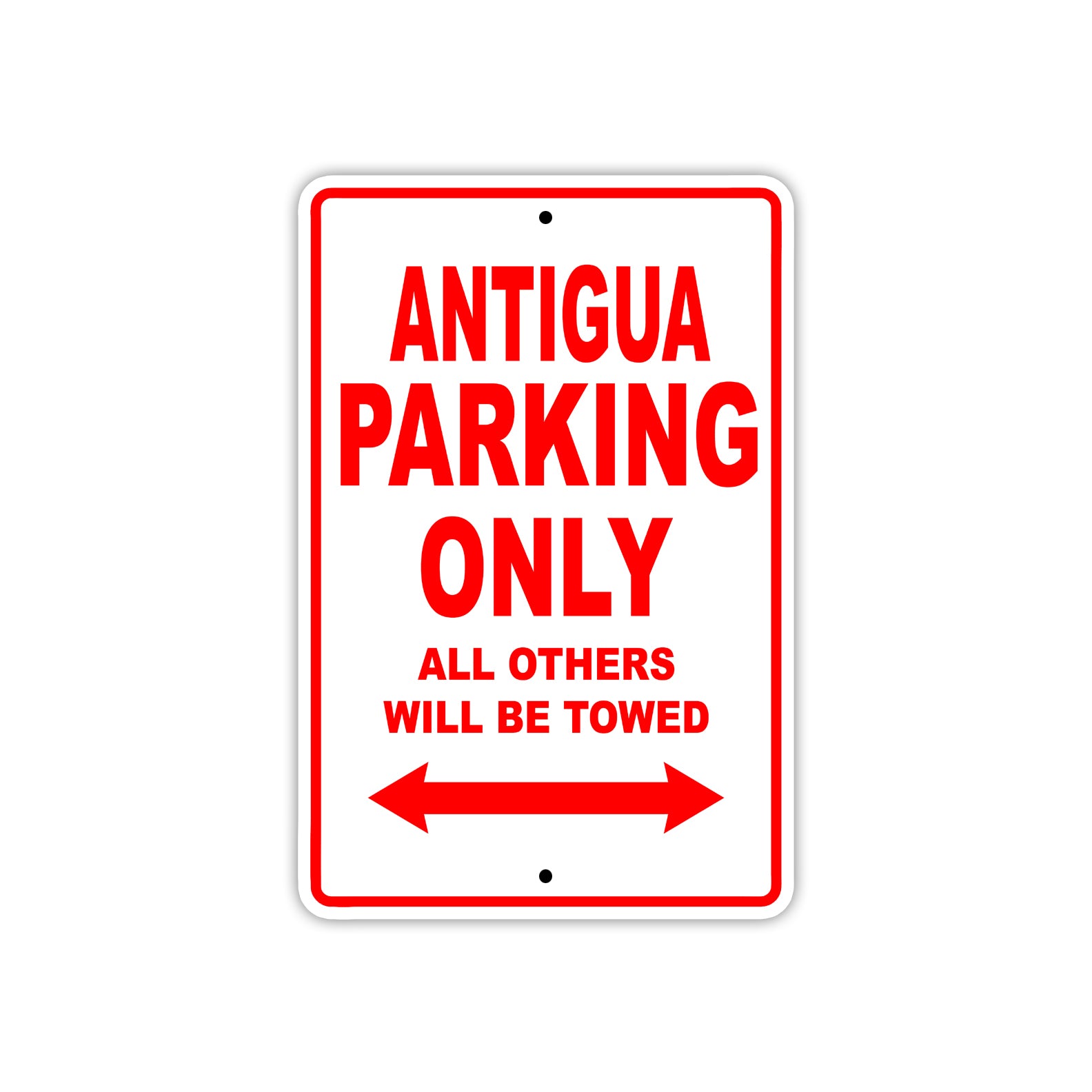 Antigua Parking Only All Others Will Be Towed Sea Ocean Beach Lake Boat Aluminum Metal Sign Plate