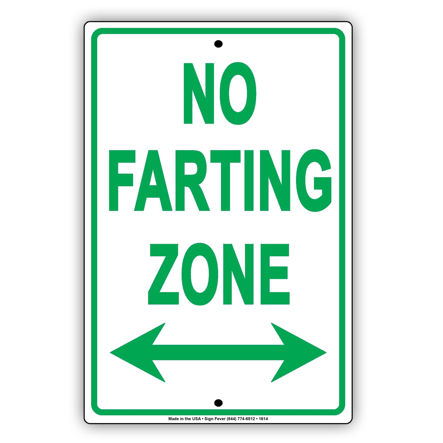 No Farting Zone Danger Gag Jokes Funny Caution Note Alert Warning Notice Aluminum