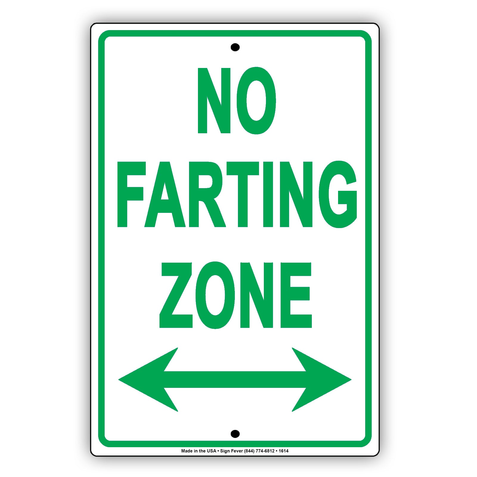 No Farting Zone Danger Gag Jokes Funny Caution Note Alert Warning Notice Aluminum