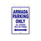 Armada Parking Only All Others Will Be Towed Sea Ocean Beach Lake Boat Aluminum Metal Sign Plate