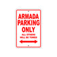 Armada Parking Only All Others Will Be Towed Sea Ocean Beach Lake Boat Aluminum Metal Sign Plate