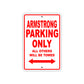 Armstrong Parking Only All Others Will Be Towed Sea Ocean Beach Lake Boat Aluminum Metal Sign Plate