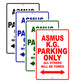 Asmus K.G Parking Only All Others Will Be Towed Sea Ocean Beach Lake Boat Aluminum Metal Sign Plate