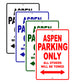 Aspen Parking Only All Others Will Be Towed Sea Ocean Beach Lake Boat Aluminum Metal Sign Plate