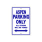 Aspen Parking Only All Others Will Be Towed Sea Ocean Beach Lake Boat Aluminum Metal Sign Plate
