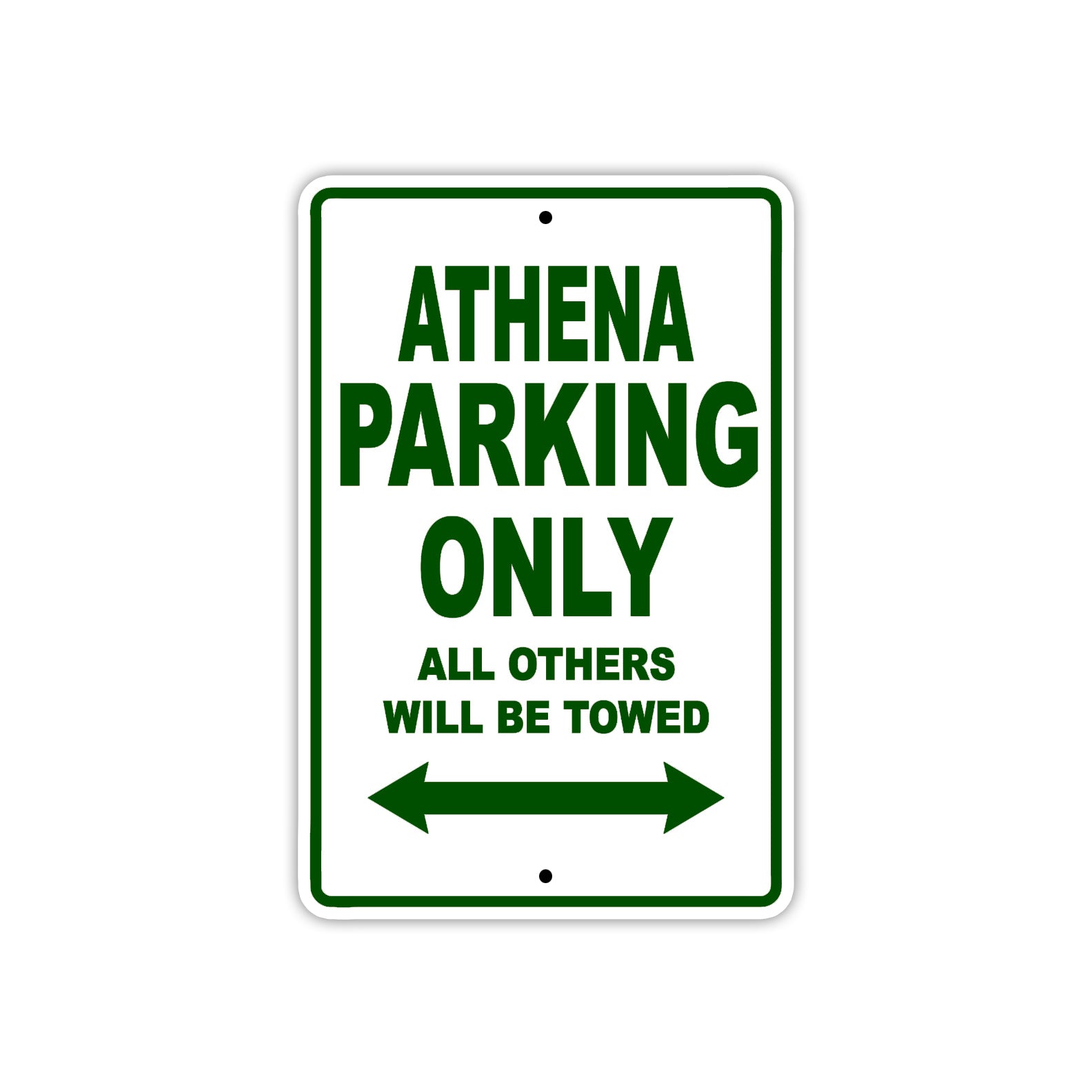 Athena Parking Only All Others Will Be Towed Sea Ocean Beach Lake Boat Aluminum Metal Sign Plate