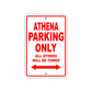 Athena Parking Only All Others Will Be Towed Sea Ocean Beach Lake Boat Aluminum Metal Sign Plate