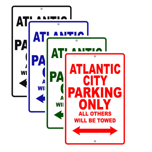 Atlantic City Parking Only All Others Will Be Towed Sea Ocean Beach Lake Boat Aluminum Metal Sign Plate
