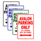 Avalon Parker Parking Only All Others Will Be Towed Sea Ocean Beach Lake Boat Aluminum Metal Sign Plate