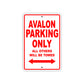 Avalon Parker Parking Only All Others Will Be Towed Sea Ocean Beach Lake Boat Aluminum Metal Sign Plate