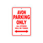 Avon Parking Only All Others Will Be Towed Sea Ocean Beach Lake Boat Aluminum Metal Sign Plate