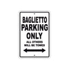 Baglietto Parking Only All Others Will Be Towed Sea Ocean Beach Lake Boat Aluminum Metal Sign Plate