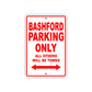 Bashford Parking Only All Others Will Be Towed Sea Ocean Beach Lake Boat Aluminum Metal Sign Plate