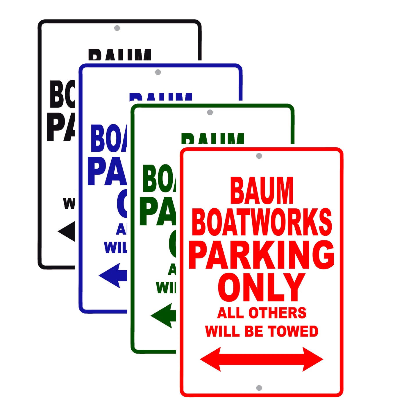 Baum Boatworks Works Parking Only All Others Will Be Towed Sea Ocean Beach Lake Boat Aluminum Metal Sign Plate
